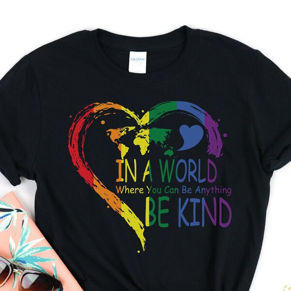 Be Kind Pride Shirt | LBGTQ+ Couples T-Shirt | Positive Clothing for Women and men | Love is Love Tee | Gay Pride Parade Plus Size T-Shirts