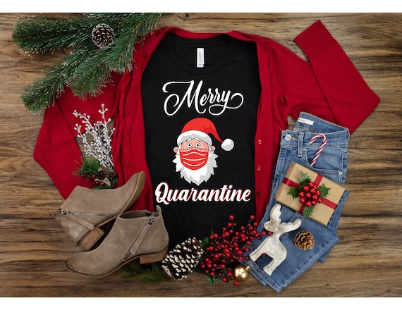 Funny Christmas Social distancing shirt Ugly Christmas Sweater Christmas Family Shirt MERRY QUARANTINE SWEATER 2020 Holiday Gift