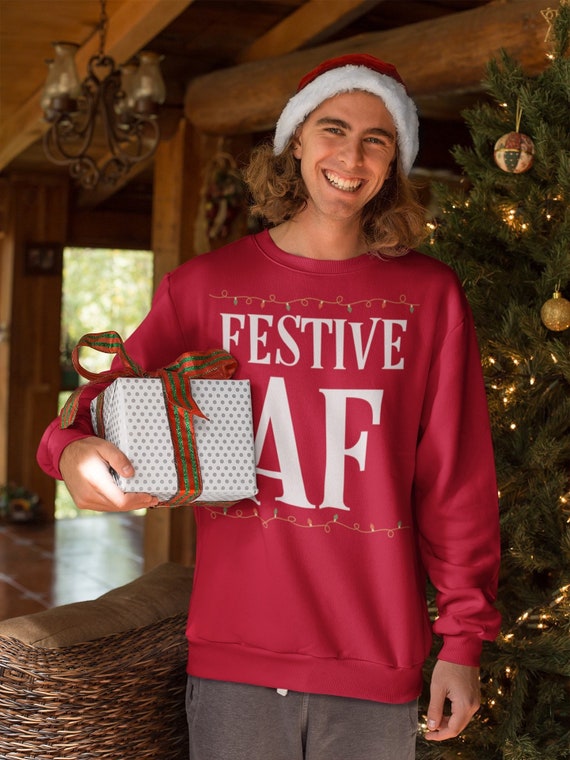 Christmas Sweatshirt, Funny Christmas Shirts for Women, Christmas Gifts for  Women Festive AF Shirt, Christmas Crewneck Holiday Apparel 