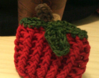 Teacher Gift, Crocheted Apple Cup Cozy for Hot or Cold Drinks, Great for Teachers