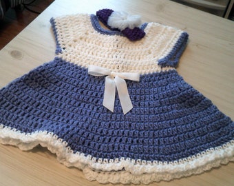 Crocheted Baby Girl Spring Dress for Easter, 3-6 Months