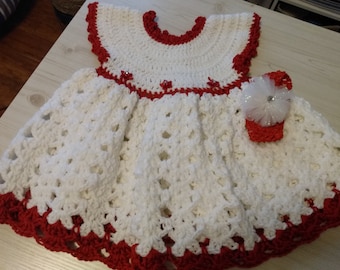 Crocheted Fancy Dress for Baby Girl, 3-6 Months