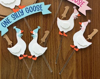 One Silly Goose Cupcake Toppers, One Silly Goose Birthday, One Silly Goose Decor, Silly Goose First Birthday, One Silly Goose Birthday Theme