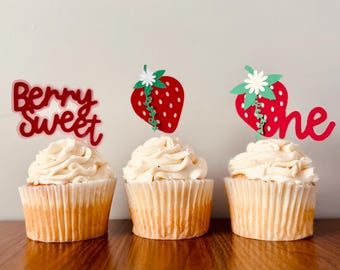 Berry First Birthday, Berry First Birthday Decorations, Berry First Birthday Cupcake Toppers, Berry First, Strawberry Birthday, 1st Birthday