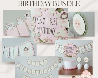 Fairy First Birthday, Fairy First Birthday Decorations, Fairy First Birthday Bundle, First Birthday