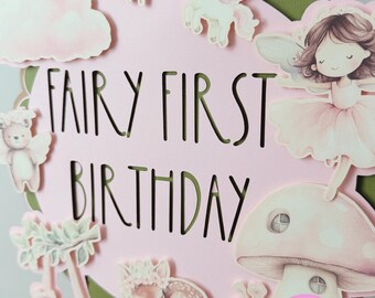 Fairy First Birthday, Fairy First Birthday Decorations, Fairy First Birthday Bundle, First Birthday, Fairy First Birthday Cake Topper
