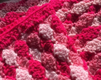 Pink shell stitch crochet blanket/afghan