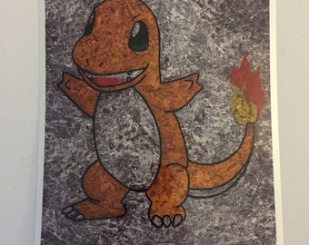 Charmander gum wrapper art print