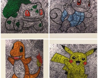 Pokémon gum wrapper art print (multiple Pokémon in this one listing)