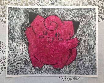 Clefairy gum wrapper art print