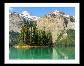 Peaceful Mountain Lake, Photograph; Maligne Lake, Japser, Canada (Fine art photo, various sizes incl. 8x10, 11x14 & small/large/XL prints)