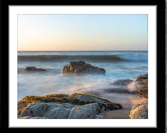 Sunset on at Rocky Beach, Photograph; Algarrobo, Valparaíso (Fine art photos of various sizes including 8x10, 11x14 & small/large/XL prints)