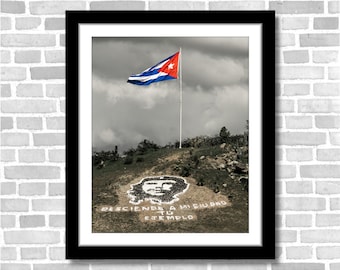 Che Guevara Tribute with Cuban Flag, Photograph; Santa Clara, Cuba (Fine art photo, various sizes incl. 8x10, 11x14 & small/large prints)