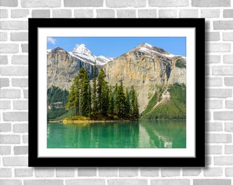 Peaceful Mountain Lake, Photograph; Maligne Lake, Jasper, Canada (Fine art photo, various sizes incl. 8x10, 11x14 & small/large/XL prints)