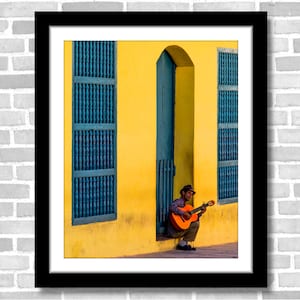 Cuban Musician Playing in the Street, Photograph; Trinidad, Cuba (Fine art photo, various sizes including 8x10, 11x14 & small/large prints)