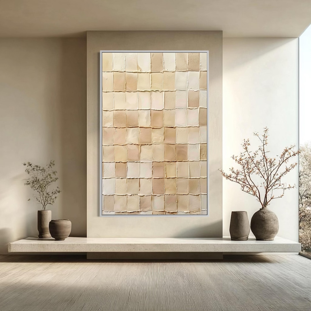 Neutral Abstract Wall Art Textured Beige Painting Minimalist Modern ...