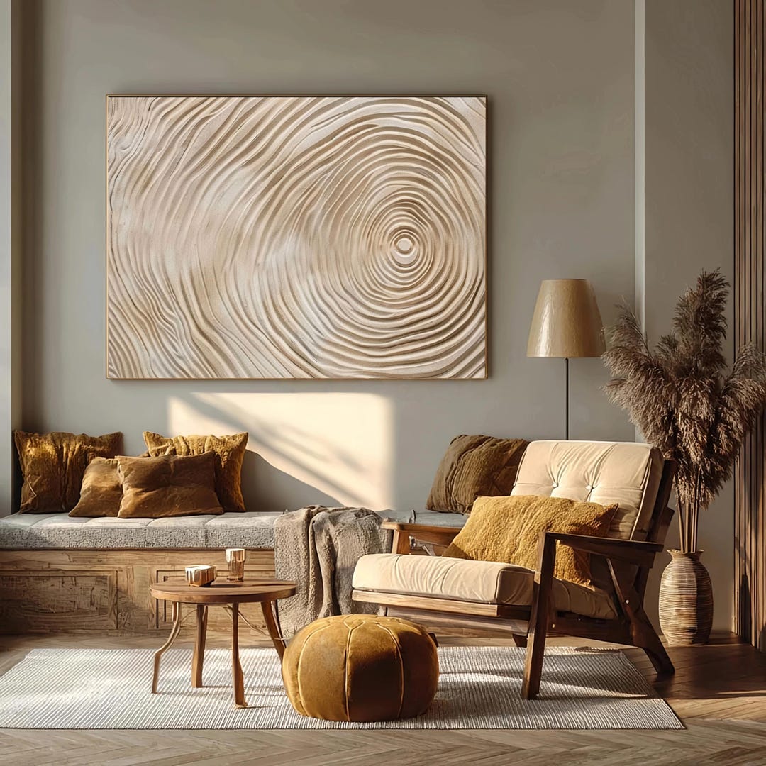 Large Neutral Textured Abstract Wall Art Beige Organic Modern Canvas ...