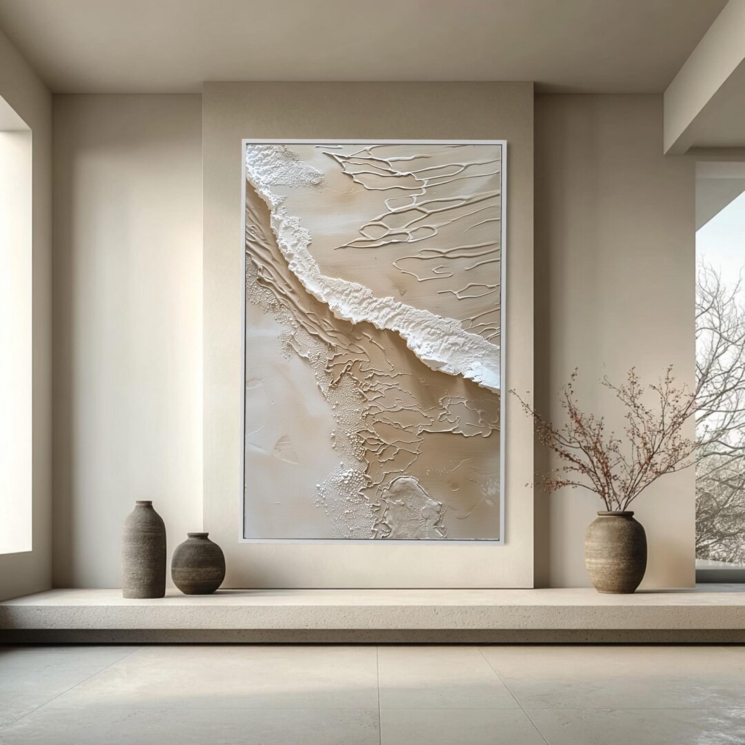Neutral Abstract Texture Wall Art Beige White Modern Minimalist Neutral Abstract Texture Wall Art Beige White Modern Minimalist