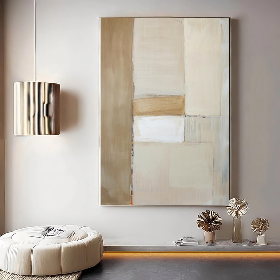 Large Minimalist Abstract Painting Neutral Tones Modern Canvas Wall Art ...
