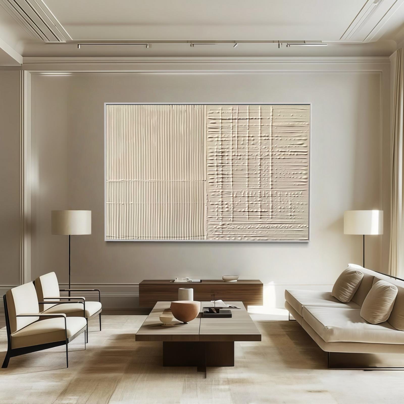 Beige Textured Abstract Wall Art | 3D Wabi Sabi Minimalist Painting ...