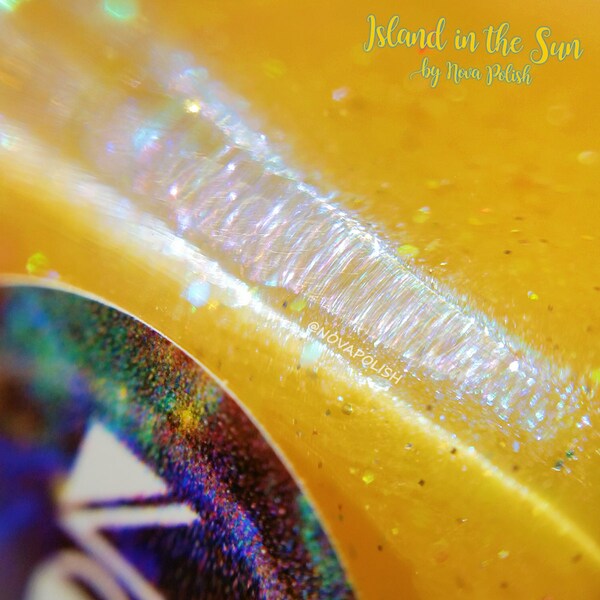 Island in the Sun by NOVA polish - Yellow Jelly Polish, Mango Polish,  Aqua Shimmer, Beach Nails, Bright Yellow, Summer Polish, Indie