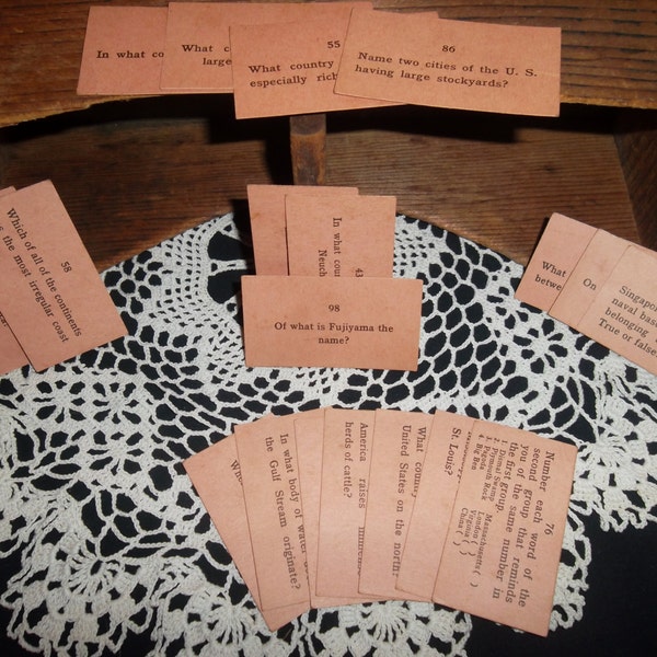 20 Random, Quiz Me Cards, from 1940 Game of Geography