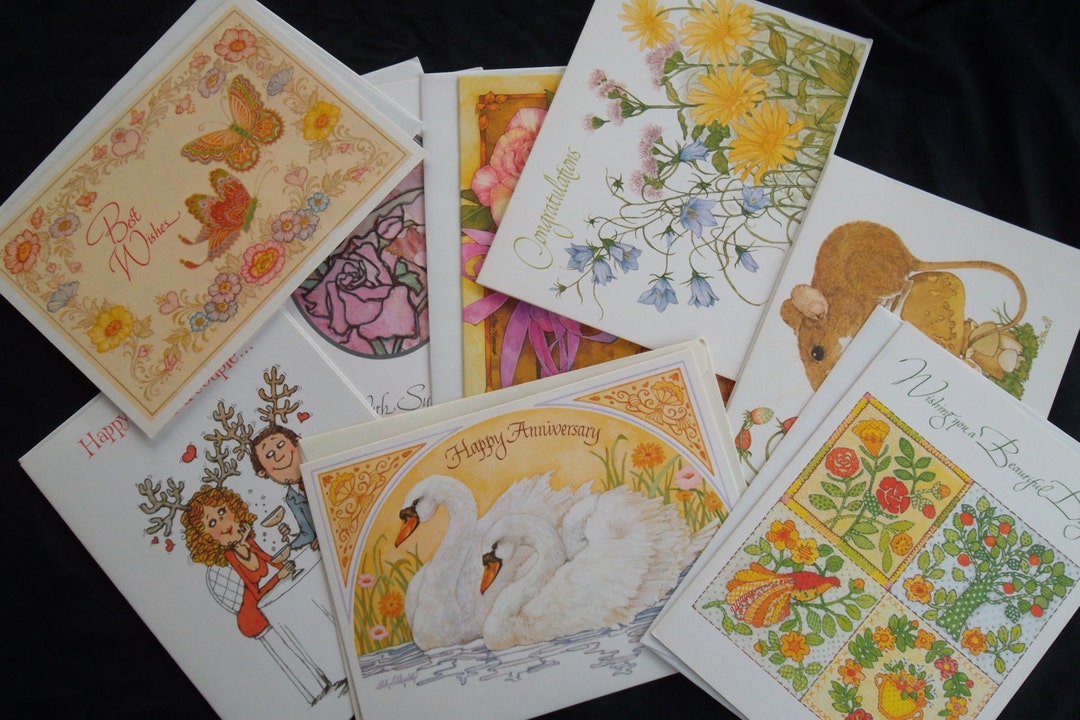 8 Vintage Current Greeting Cards 5 Anniversary 1 Sympathy 1 Etsy UK