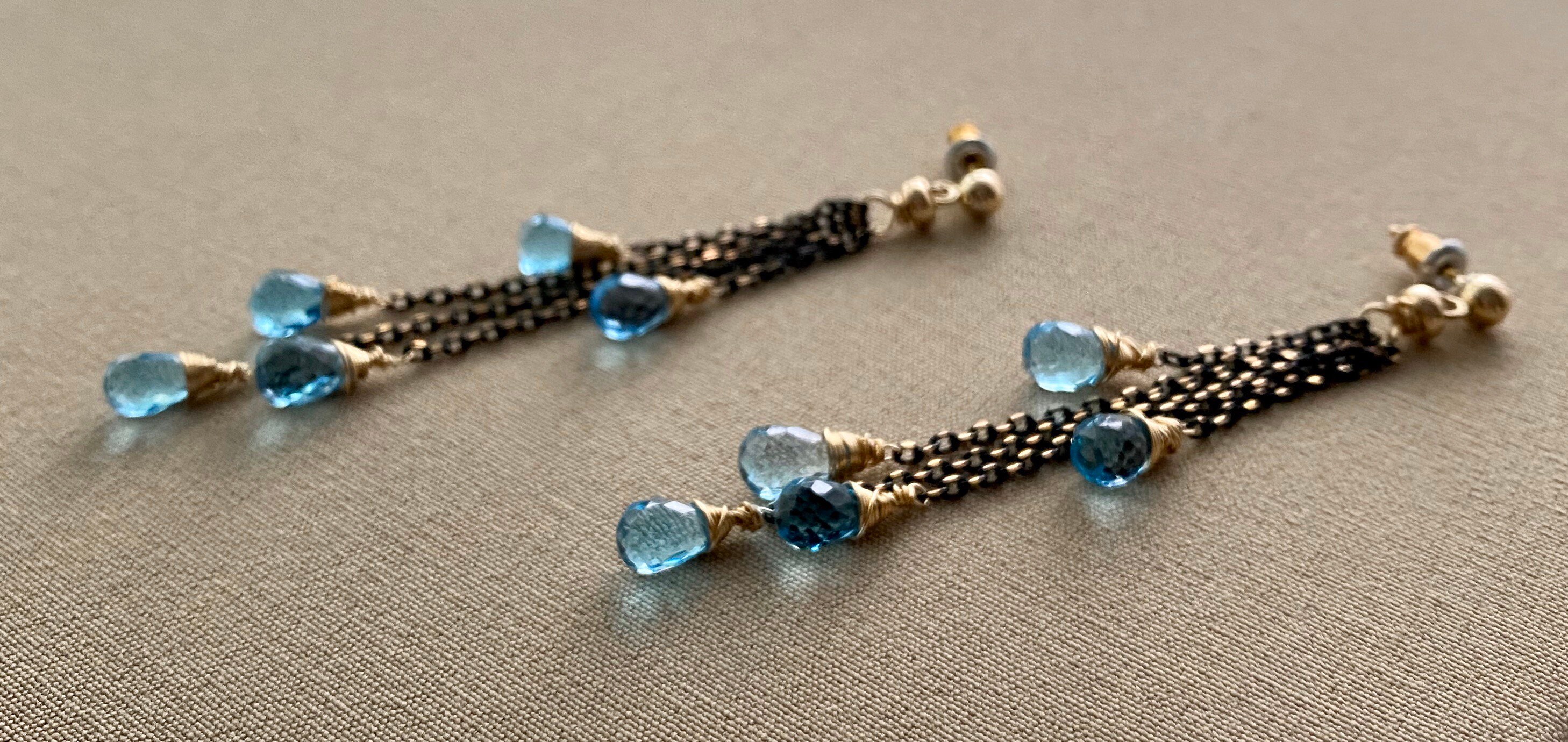 Blue Topaz Dangle Earrings by Aniri 