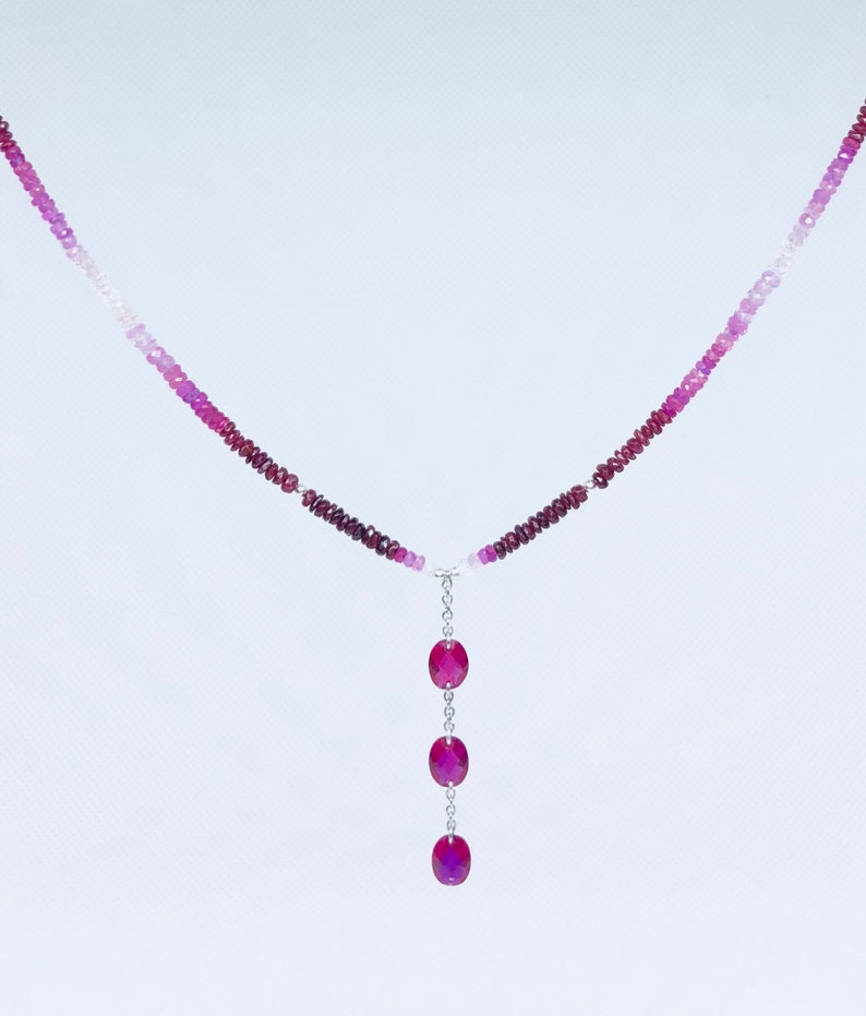 Shaded Beaded Ruby Jewellery Set Ruby Necklace and Bracelet Set Ruby Bracelet Natural Raw Stones Jewellery Beaded Gemstone Necklace
