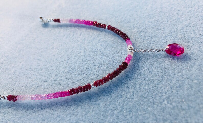 Shaded Beaded Ruby Jewellery Set Ruby Necklace and Bracelet Set Ruby Bracelet Natural Raw Stones Jewellery Beaded Gemstone Necklace