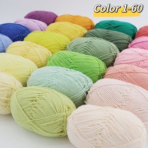 NICEEC 4 Skeins Soft Baby Yarn 100% Cotton Yarn for Crochet Knitting 4 Ply  Yarn Blanket Yarn for DIY Craft Fingering Weight Yarn Total Length