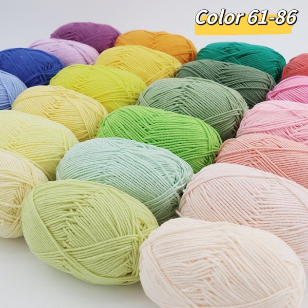 86 colors Fine 4 Ply Crochet Yarn Versatile 50g Milk Cotton Yarn Perfect for Crochet, Knitting, and Amigurumi Creations COLOR 61-86