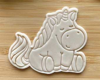 Unicorn Cookie Cutter and Embosser Set - Unicorn Fondant Stamp - Unicorn Cookie Stamp