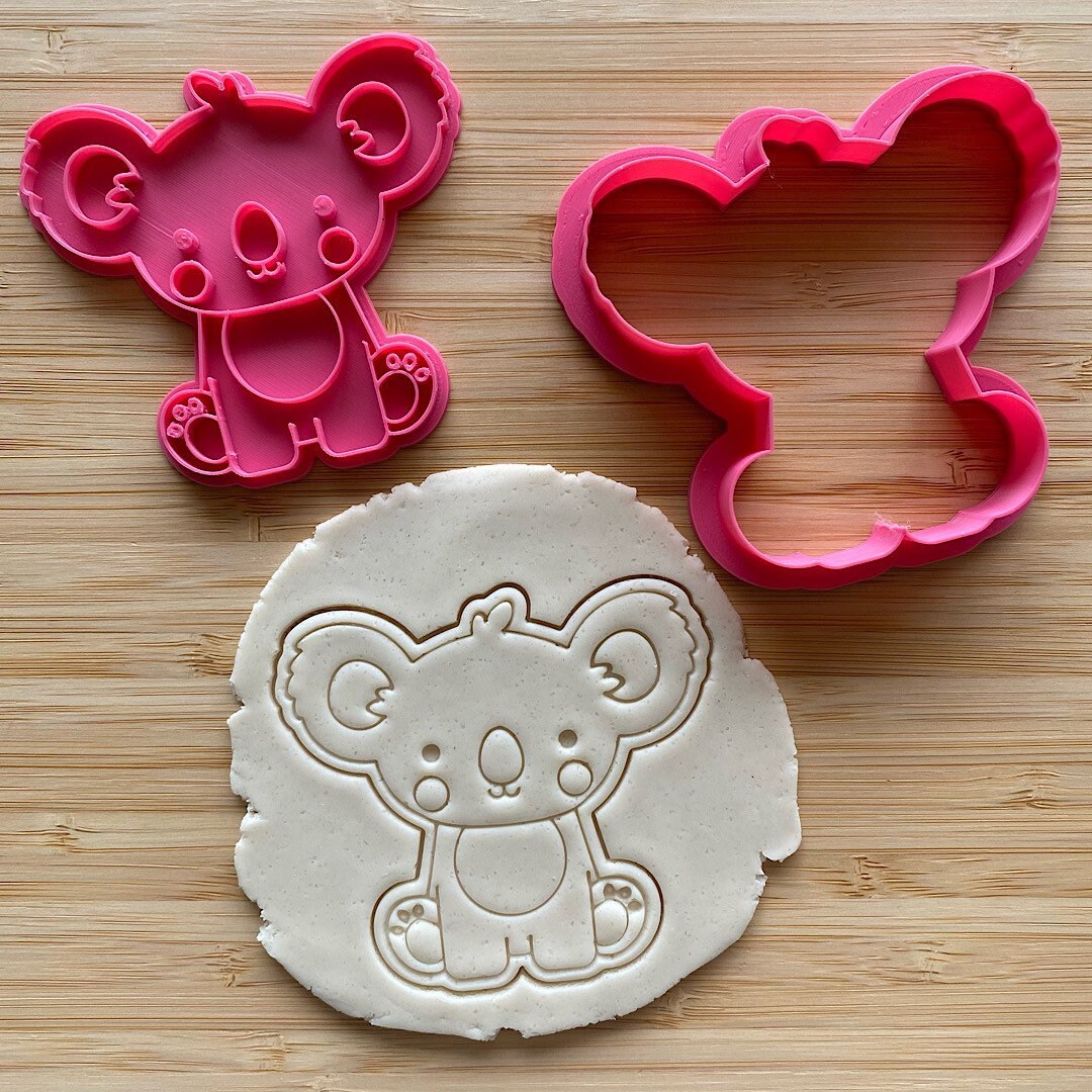 Koala Cookie Cutter & Embosser Set Fondant Cutter Fondant Etsy