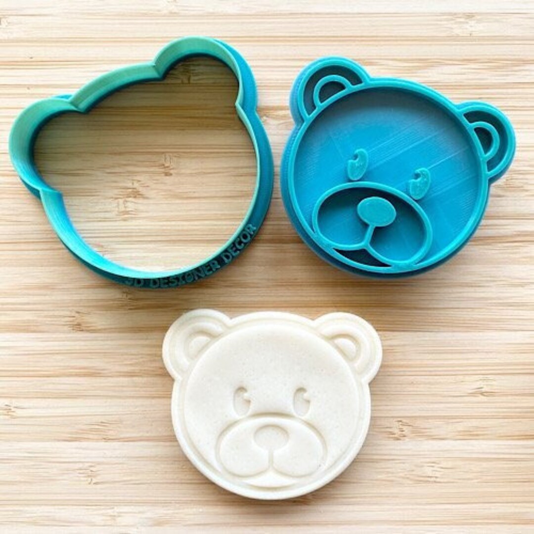 Bear Face Cookie Cutter and Embosser Set Etsy