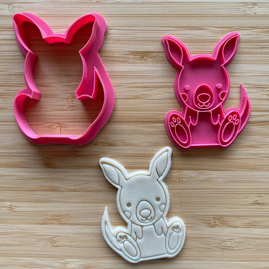 Kangaroo Cookie Cutter & Embosser Set Fondant Cutter Etsy