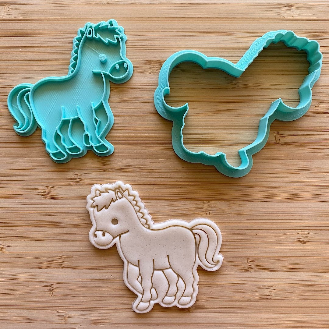 Horse Cookie Cutter and Embosser Set Farm Animal Cookie Etsy