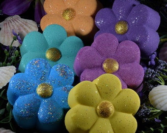 Bath Bombs***Set of Six***4 Ounces Each***Flowers***Foaming***Colored Water***Pick Your Color***Pick Your Fragrance***Superior Quality