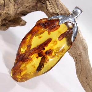 Statement XXL Amber Pendant 76mm Silver – Large Unique Natural Gold Amber – Handmade Gemstone Jewelry
