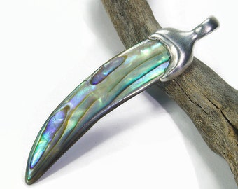 Great look! Abalone paua shell, silver pendant, paua shell pendant, abalone necklace pendant, shell jewelry, shell necklace, shell jewelry