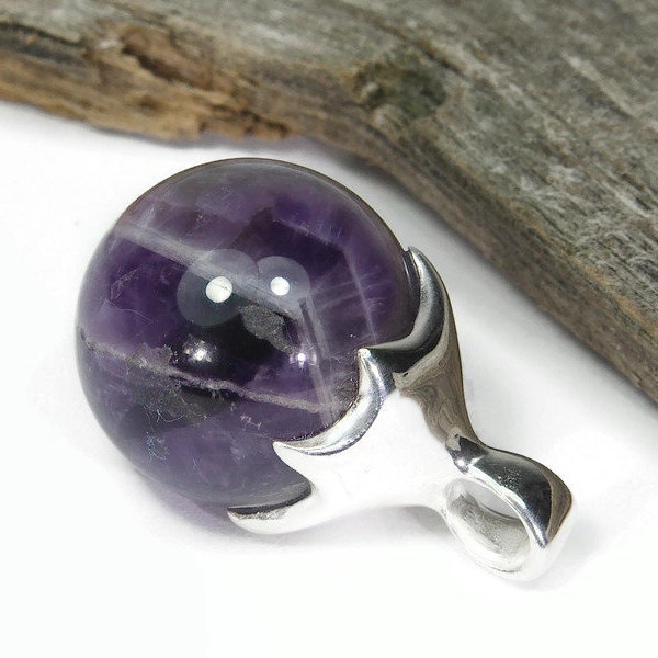 ¡Encantador todo! Amatista, Colgante de plata de amatista, Colgante de cadena de amatista, Joyería de amatista, Bola de amatista, Bola de amatista, Piedra curativa