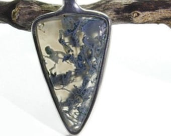 Handmade and unique! Moss agate silver pendant, moss agate necklace pendant, moss agate jewelry, healing stone green, moss agate, gift men