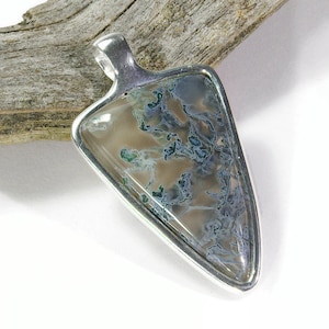 Handmade and unique Moss agate silver pendant, moss agate necklace pendant, moss agate jewelry, healing stone green, moss agate, gift men image 2