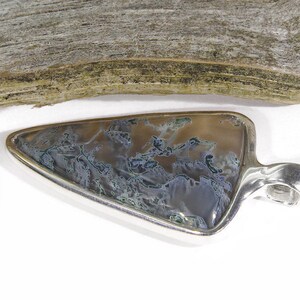 Handmade and unique Moss agate silver pendant, moss agate necklace pendant, moss agate jewelry, healing stone green, moss agate, gift men image 4