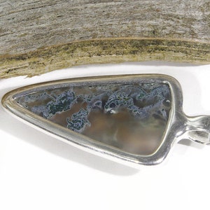 Handmade and unique Moss agate silver pendant, moss agate necklace pendant, moss agate jewelry, healing stone green, moss agate, gift men image 5