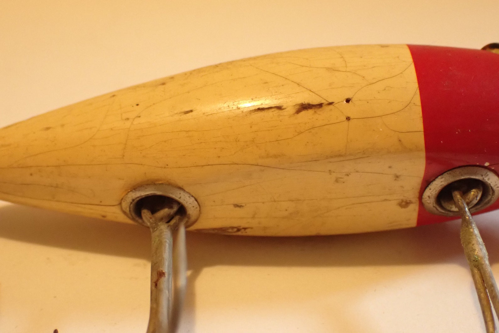 Vintage wood 4 3 hook glass eyes fishing lure cut side Etsy