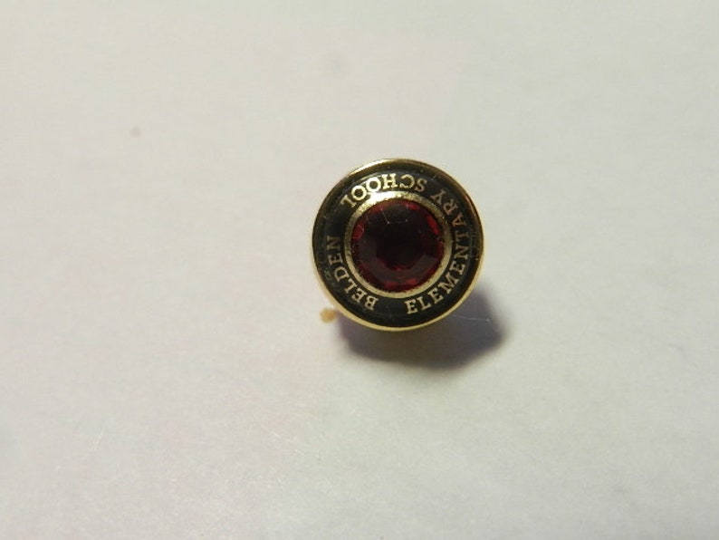service award pin Belden Elementry school tie tac wred stone