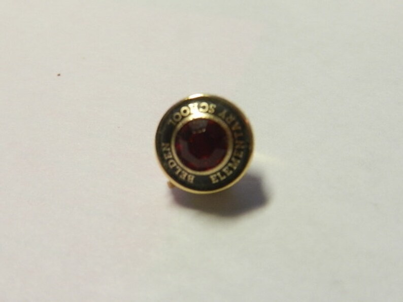 service award pin Belden Elementry school tie tac wred stone