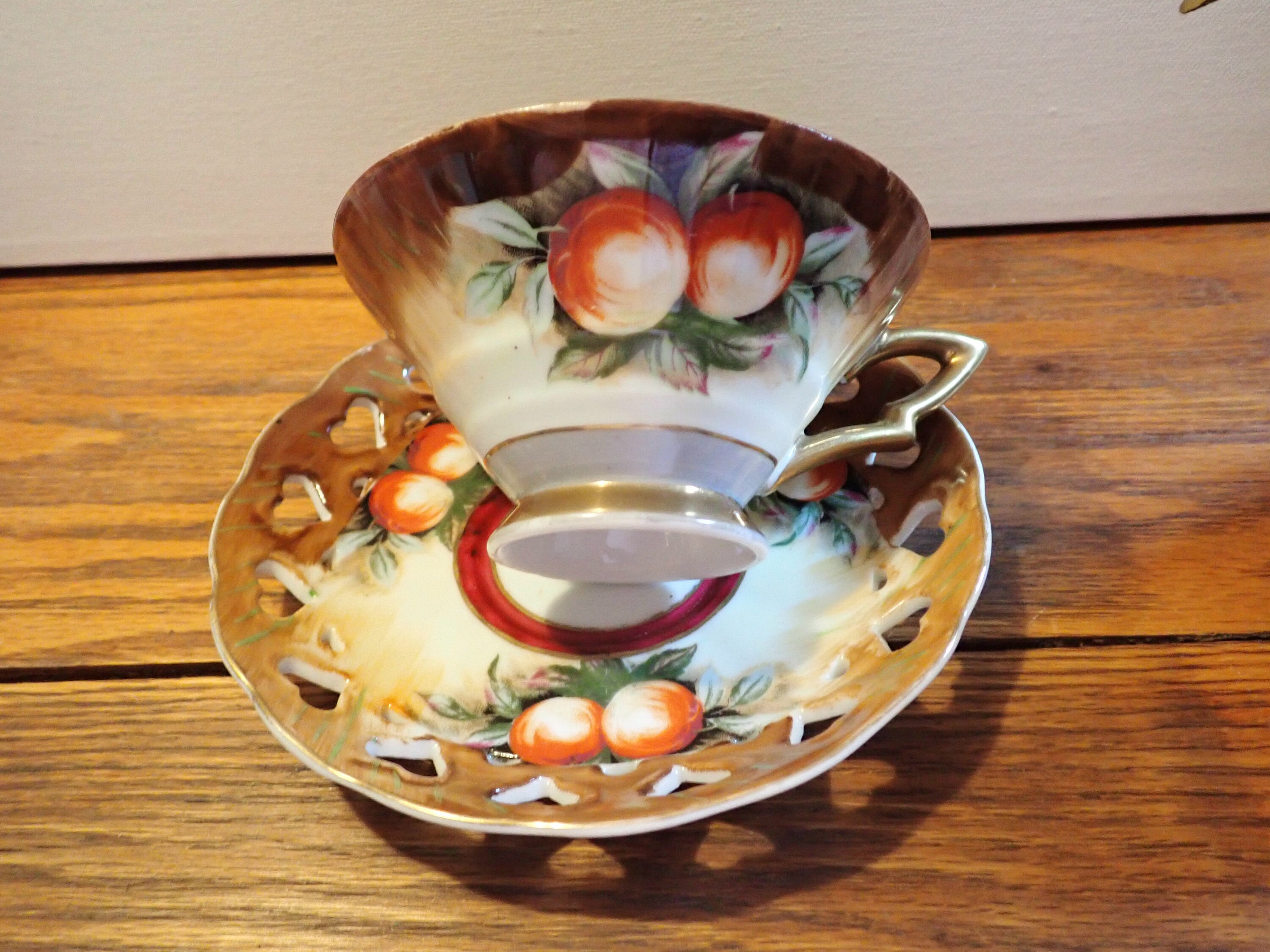 Vintage japan tea cup and saucer gold trim heart plate Etsy