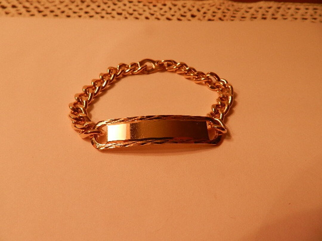 Vintage ID Bracelet Gold Tone Etsy Ireland